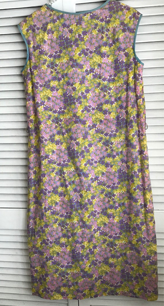 Vintage ditsy floral shift summer dress size M 19… - image 3