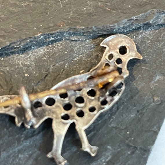 Tiny Antique Bird Brooch pewter - image 8