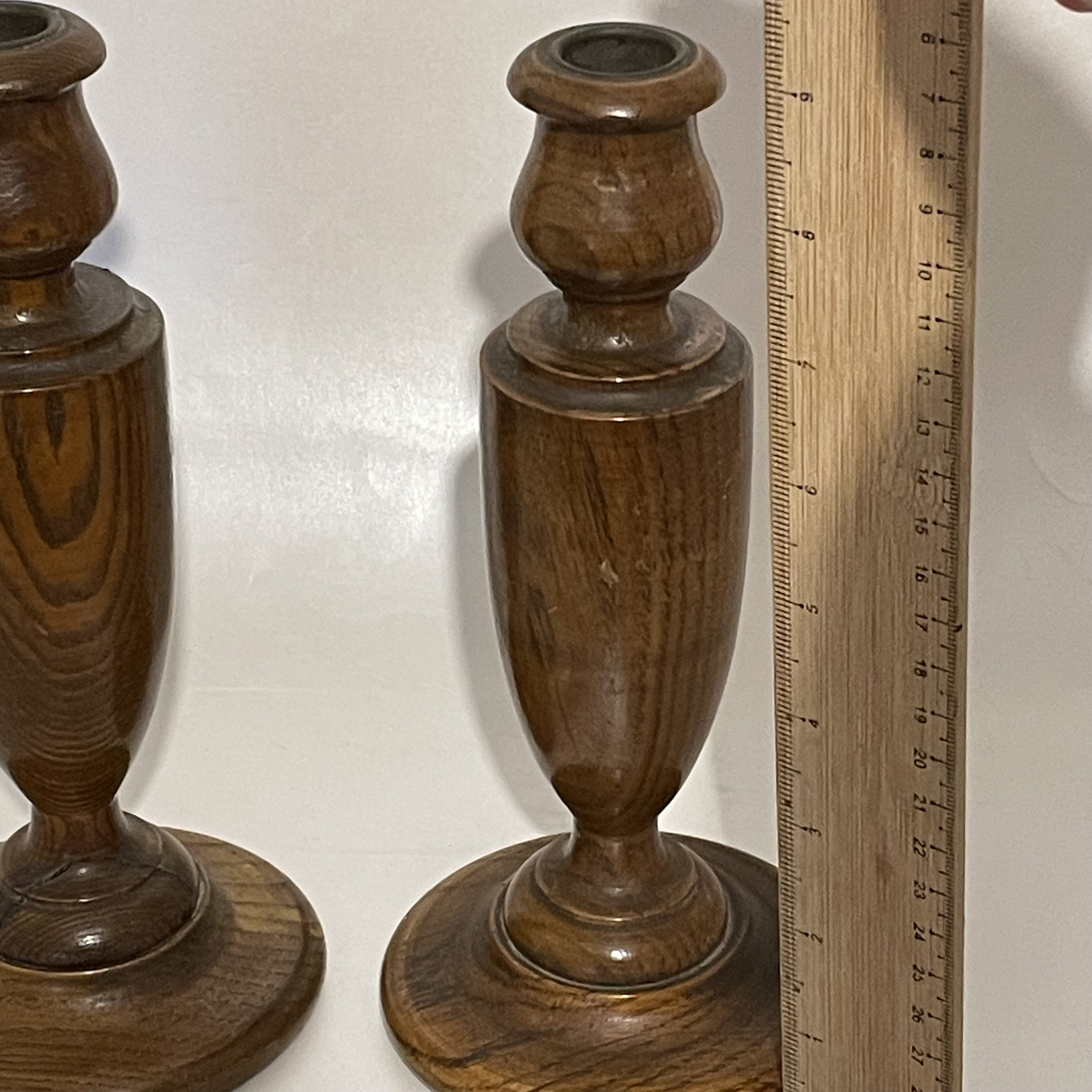Vintage Turned Wood Candlestick Holders - Etsy
