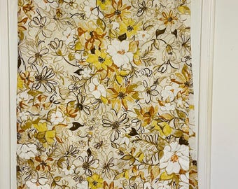 vintage flat sheet for single bed retro floral brown beige yellow