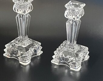 Cut glass candle sticks vintage dressing table