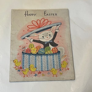 Joyeuses Pâques vintage 1950 Carte de vœux