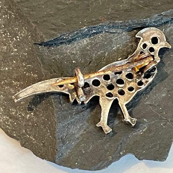Tiny Antique Bird Brooch pewter - image 7