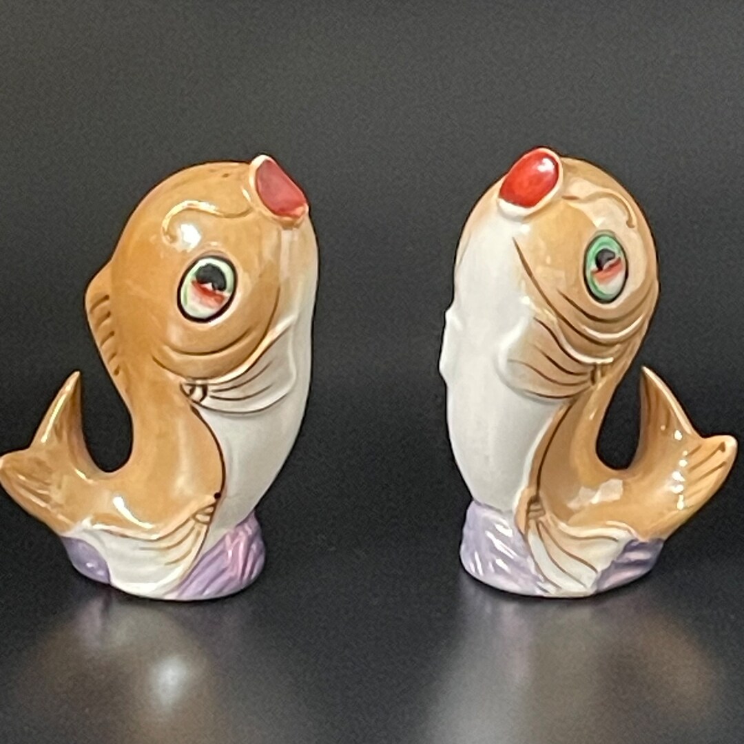 Vintage Koi Fish Salt and Pepper Pots Lustre Ware Etsy
