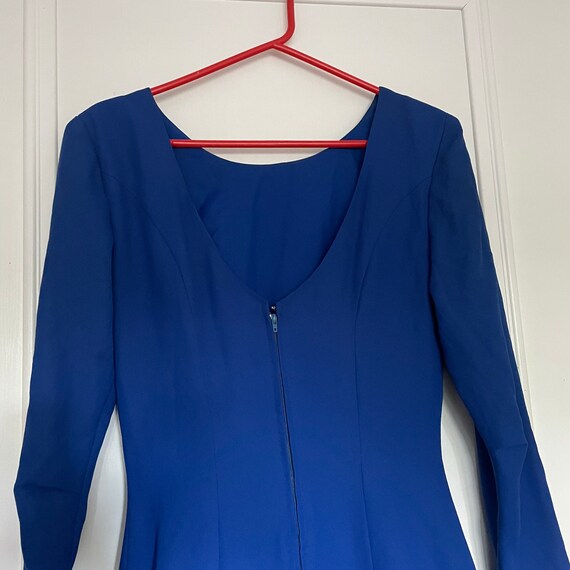 Eighties vintage party dress electric blue with t… - image 4