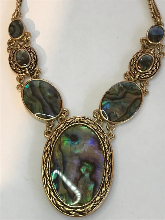 Very Rare vintage Monet Abalone shell jewellery s… - image 2