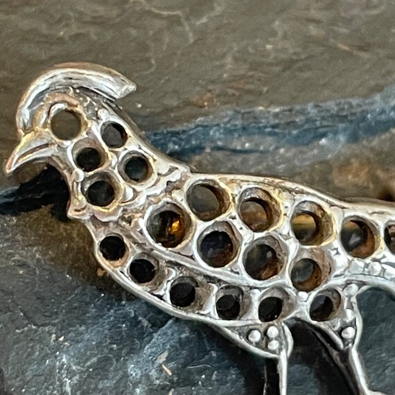 Tiny Antique Bird Brooch pewter - image 6