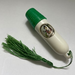 Vintage Kurant travel sewing kit in green souvenir of Wales 1960s miniature sewing kit