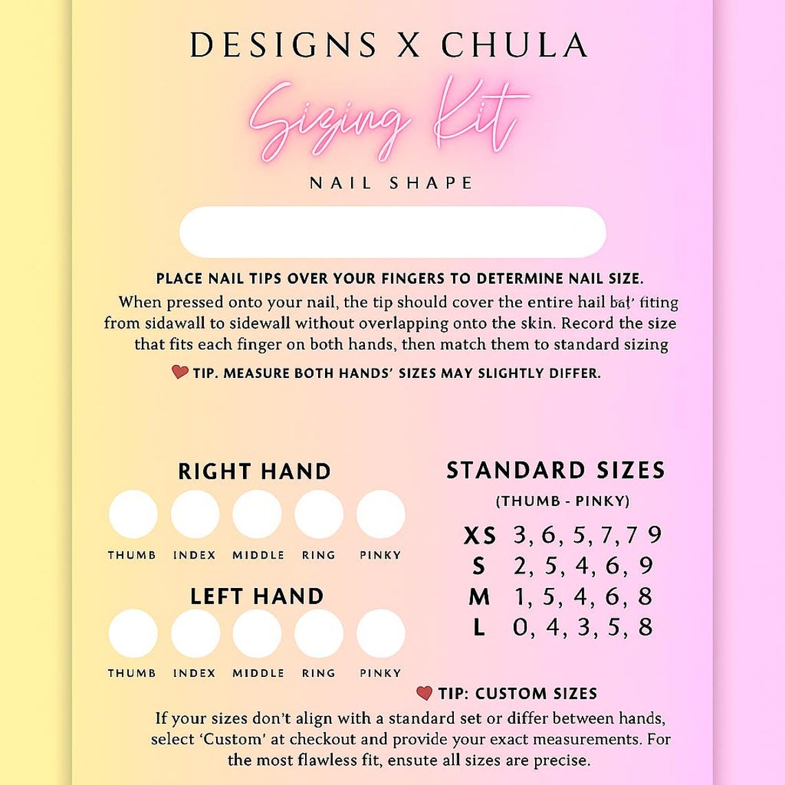 Digital Nail Sizing Kit Printable Presson Nail Size Chart (canva