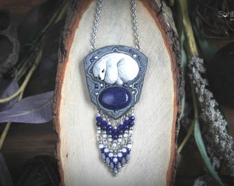 Baby Polar Bear Necklace - Woodland Animal Pendant, Cottagecore Jewelry
