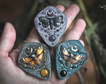 Death Head Moth Necklace - Dark Witch Jewelry, Goblincore Pendant