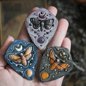 Deaths head moth necklace Witch&#39;s butterfly jewelry Moth jewellery for her Insect gothic necklace. Gray moth OOAK pendant. Nature jewellery.