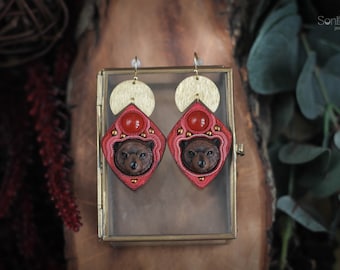 Brown bear earrings Wildlife-inspired jewelry Animal lover earrings Forest themed jewelry Woodland animal earrings Rustic nature earrings