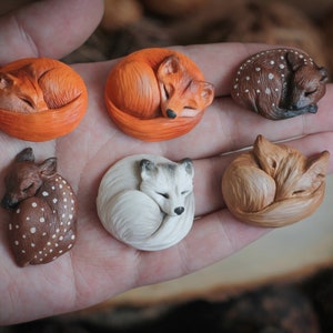 1 pz. Cabochon animale Cabochon volpe Cabochon cervo Animale addormentato Materiale per gioielli Cabochon cerbiatto Cabochon gioielli animali Pasta polimerica