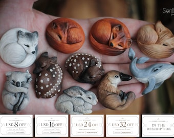 Sleeping Animal Cabochon - Woodland Jewelry Supply, Cottagecore Craft