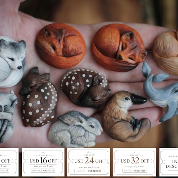 Sleeping Animal Cabochon - Woodland Jewelry Supply, Cottagecore Craft