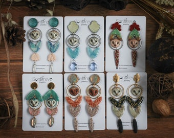 Barn owl earrings  Boho earrings Wild birds jewelry Nature earrings Forest jewellery Witch outfit  Fancy owl earrings OOAK jewelry Owl gift