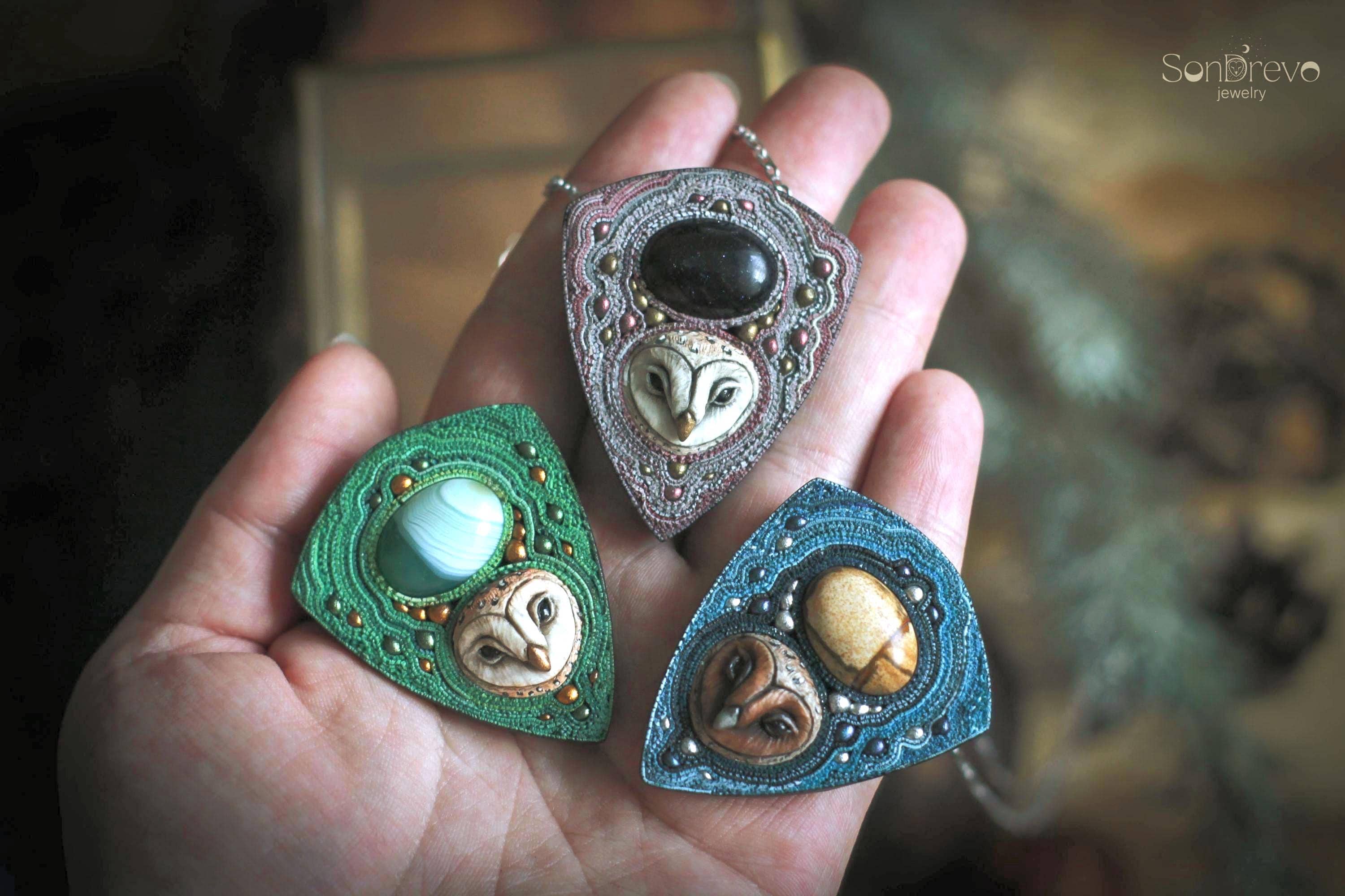 Barn Owl Necklace: Bird cottagecore jewelry