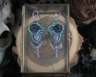 Raven earrings Raven jewelry Gothic earrings Crow earrings Gothic jewelry Black earrings Witch earrings Black raven Wiccan earrings