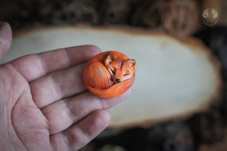 1 pc. Animal cabochon Fox cabochon Deer cabochon Sleeping animal Material for jewelry Fawn cabochon Cabochon Animal Jewelry Polymer clay image 4