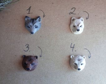 1 pc. Animal cabochon Wolf cabochon Bear cabochon Face animal Material for jewelry Wolf face cabochon Cabochon Animal Jewelry Polymer clay