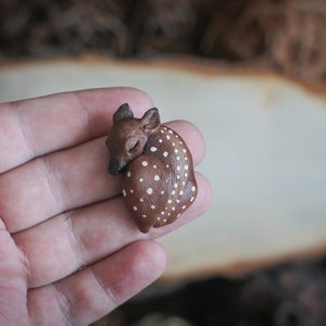 1 pc. Animal cabochon Fox cabochon Deer cabochon Sleeping animal Material for jewelry Fawn cabochon Cabochon Animal Jewelry Polymer clay Deer 4