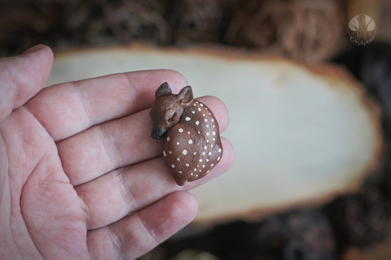 1 pc. Animal cabochon Fox cabochon Deer cabochon Sleeping animal Material for jewelry Fawn cabochon Cabochon Animal Jewelry Polymer clay image 6