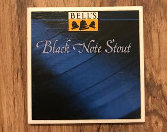 Bell's Brewery Black Note Ceramic Craft Beer Recycled Beer Coasters - Beer Coasters, Drink Coasters, Beer Gifts, Craft Beer Gifts, Beer