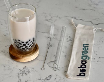 Boba Glass Straw Set - Bubble Tea and Smoothie Size - Eco-friendly, Reusable, High Quality