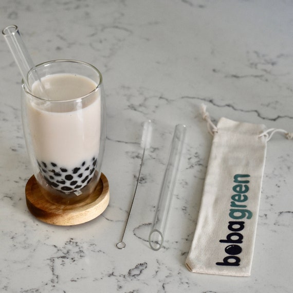 Boba Glass Straw Set Bubble Tea and Smoothie Size Eco-friendly, Reusable,  High Quality 