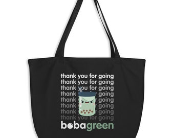 Large Organic Bubble Tea Bobagreen Reusable Tote Bag (Black)