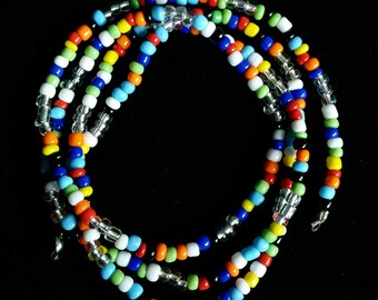 Rocailles multicolores perle, perles africaines de taille, tour de taille formateur