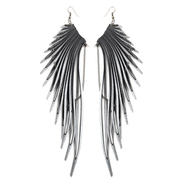 Native tribal statement lightweight recycled rubber earrings