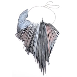 Palm - bold, edgy, tactile, statement necklace. Large faux leather neck piece