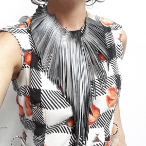 Palm - bold, edgy, tactile, statement necklace. Large faux leather neck piece