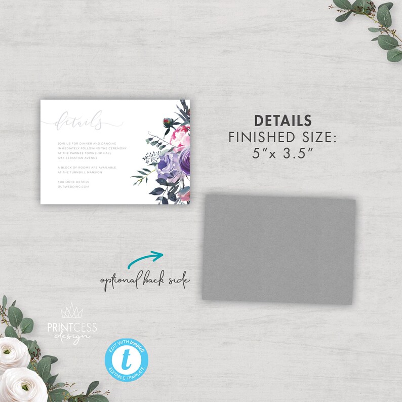 Floral Wedding Invitation Suite FULLY EDITABLE TEMPLATES