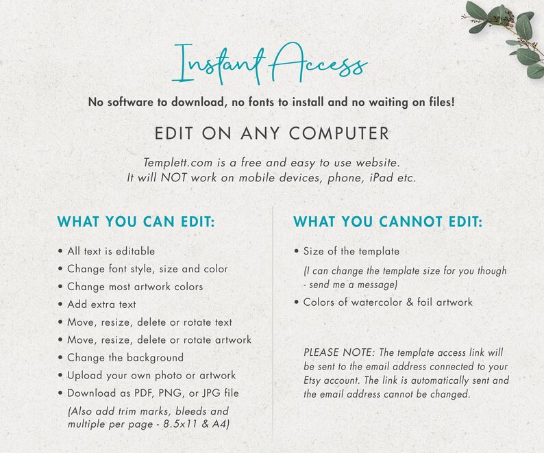 Floral Wedding Invitation Suite FULLY EDITABLE TEMPLATES