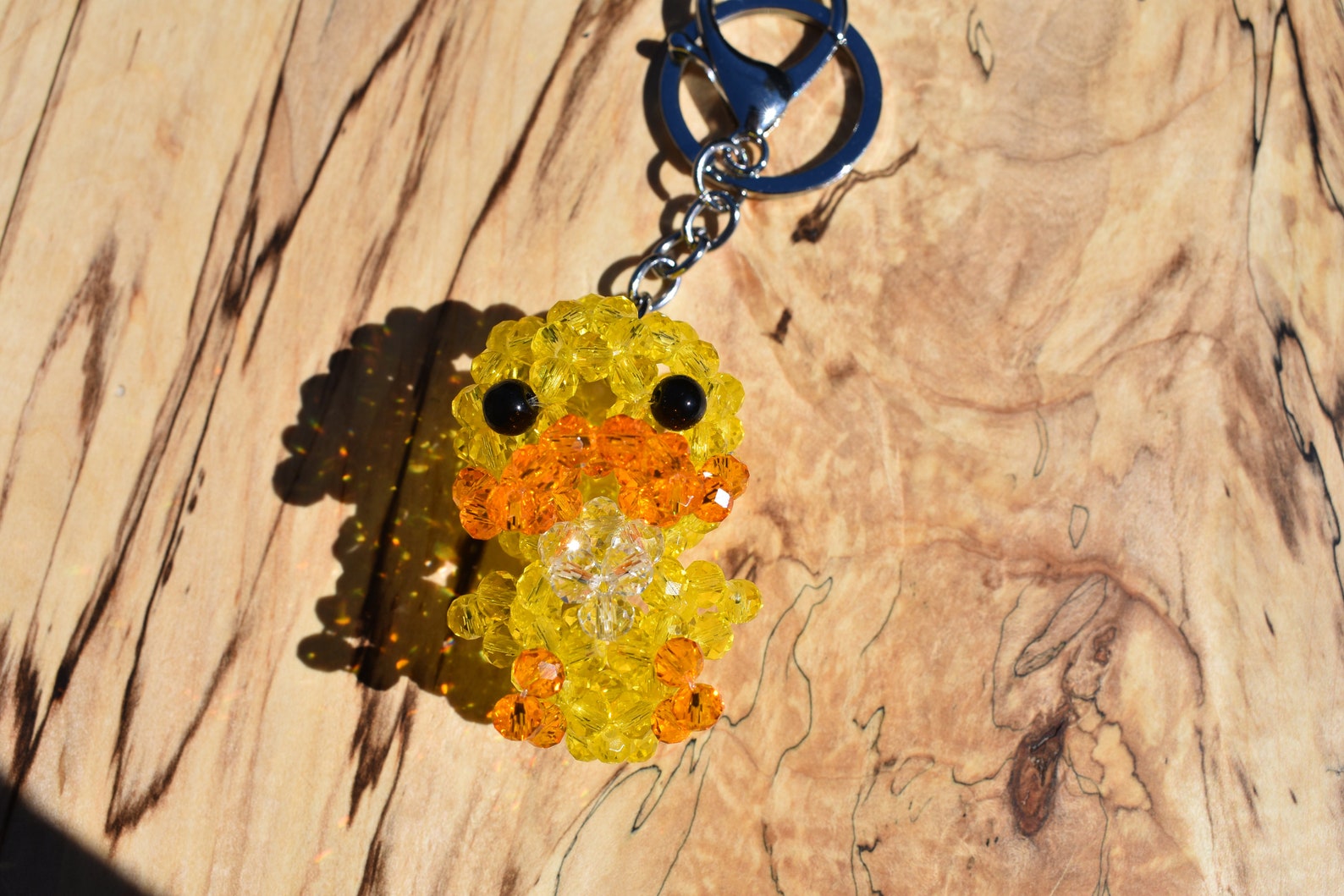 Glass Bead Duck Keychain handmade with Crystal Beads 3D Etsy
