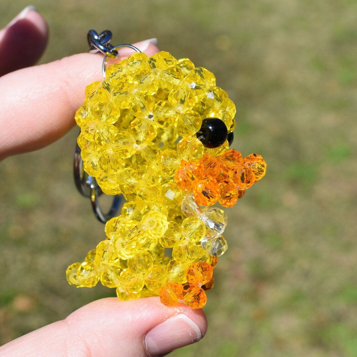 Glass Bead Duck Keychain handmade with Crystal Beads 3D Etsy