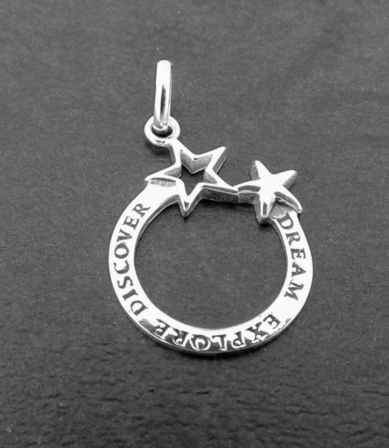 Sterling Silver Dream Explore Star Charm 1pc Charms Star Charm Motivational Charm Good Luck charm Sterling Silver Jewellery Supplies