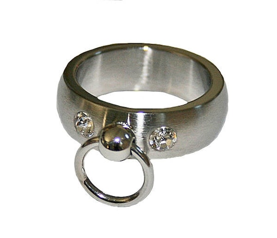 Noble BDSM Ring of the O With 2 Stones Stainless Steel Fetish Jewelry 