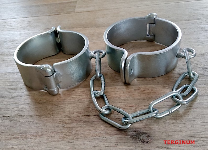Terginum BDSM Dungeon Steel Cuffs Shackles With Chain Metal Etsy