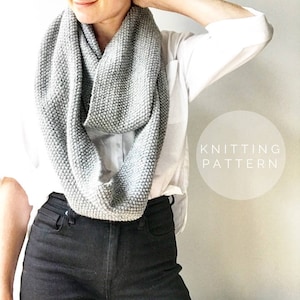 KNITTING PATTERN // Infinity Scarf Pattern // Knit Scarf Pattern // Simple Seed Scarf image 1