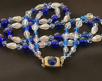 Upcycled Vintage Necklace Artisan Gifts 3 Strand 50/'s Revival Unique Gifts Lampwork Glass Art Deco