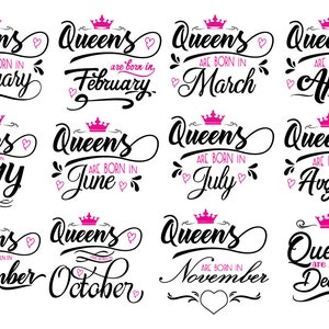 Queens are born in, Bundle vector svg,silhouette svg,queens clipart,file circuit,cameo cut files