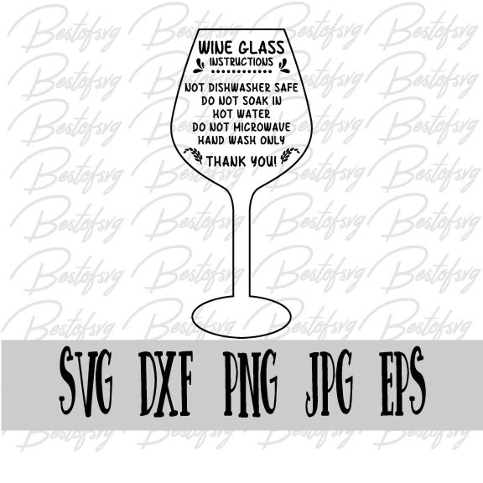Wine glass Instructions Care Instruction CardsSvg file Etsy