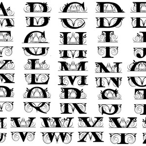 New Split Monogram Lettersvector Svgsilhouette Svgletter - Etsy
