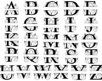 New Split Monogram Letters,Vector svg,Silhouette svg,Letter Svg,Split Alphabet Svg,Split Monogram Letters,Font For Cricut, Instant Download