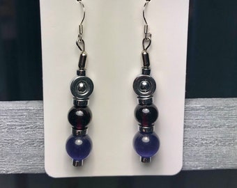 Handmade Vintage Glass Bead Earrings with Hematite