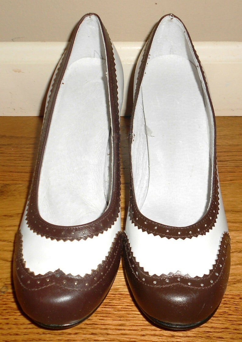 Reproduction 1940s Women Two Tone White Brown Spectator Etsy